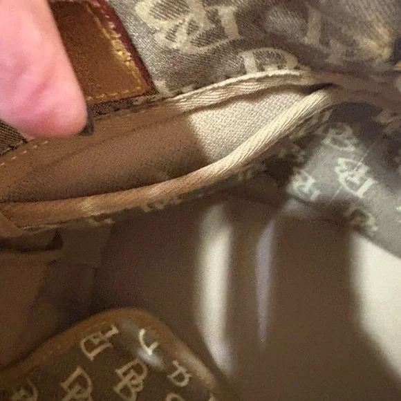 Dooney & Bourke Signature Brown & Tan Tassel Handbag. - Picture 7 of 8